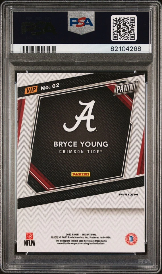2023 Panini National VIP Gold Packs Bryce Young White Sparkle Alabama #62 PSA 10 - Image 2 of 3
