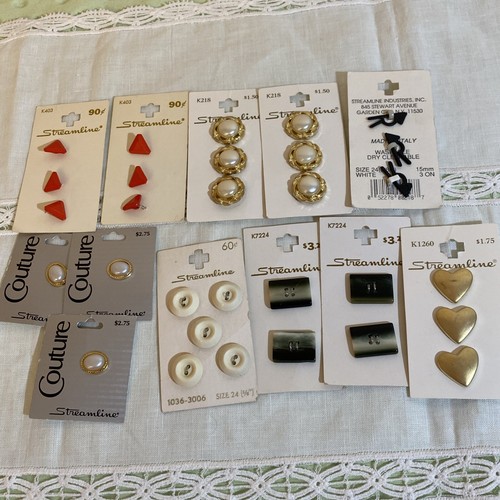 VTG NEW Streamline Lot 12 Cards (30 Ct) BUTTON Mix Lot Different Types Italy USA - Picture 13 of 13