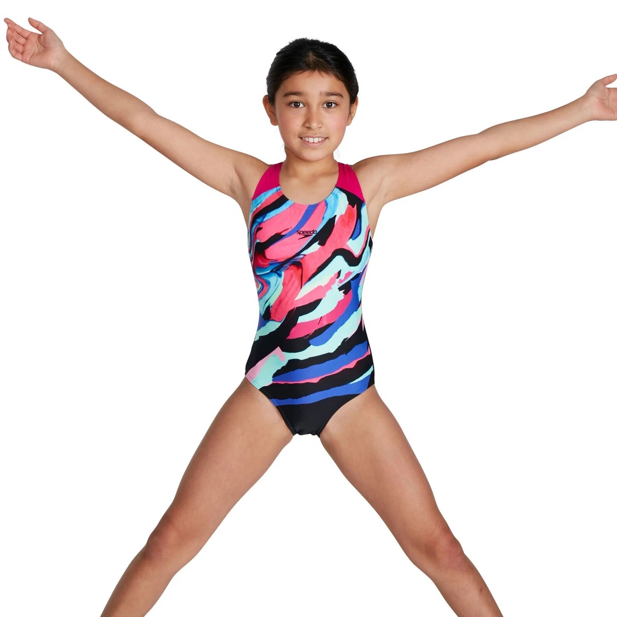 Speedo Girls Junior Digital Placement Splashback Swimsuit.SPEEDO