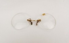 Antique Pince Nez Eyeglasses 12 K 1/10 Gold Fill Rim w Clear Lens Steampunk