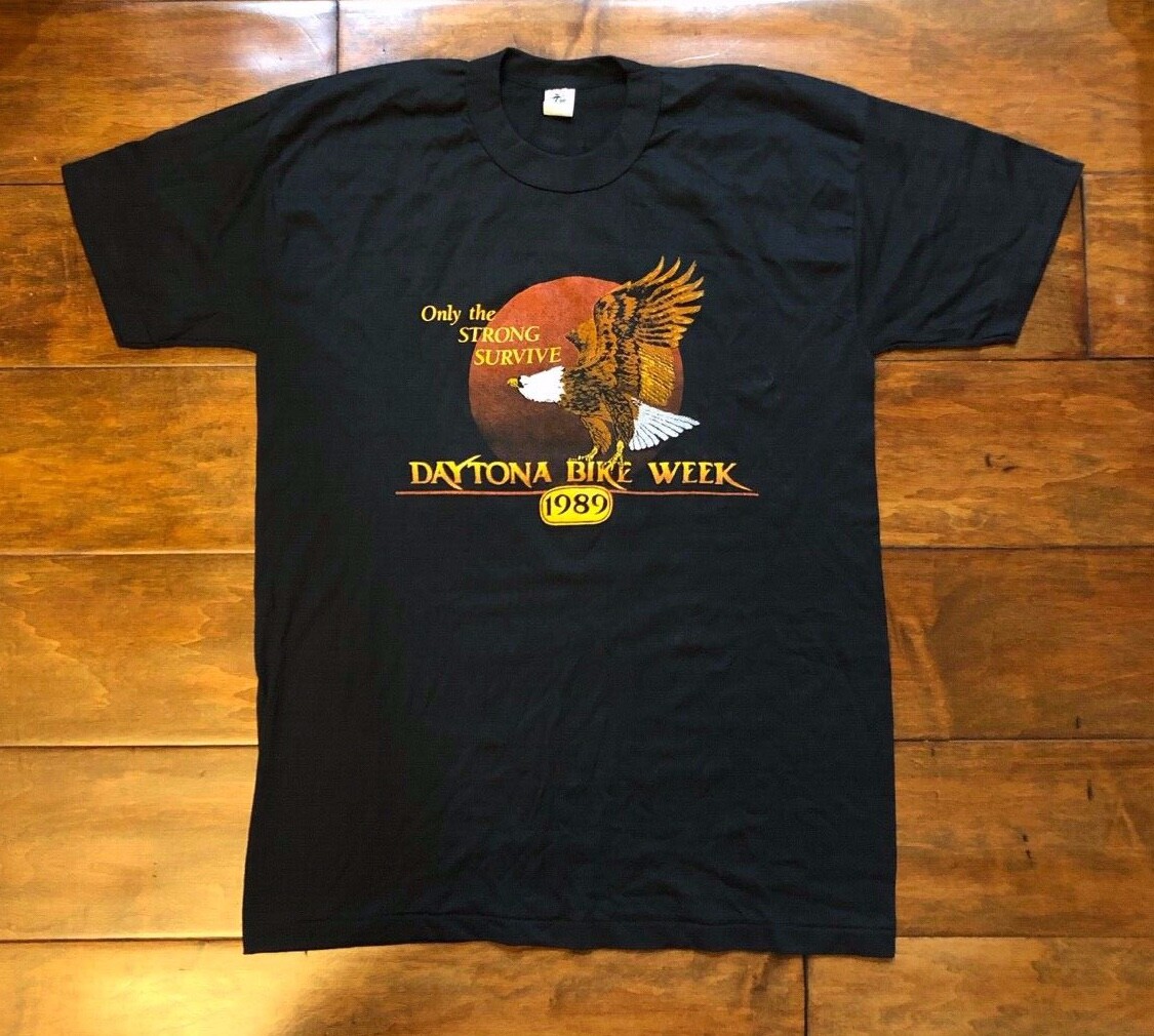 Vintage Single Stitch 1989 Daytona Bike Week Mens T-Shirt
