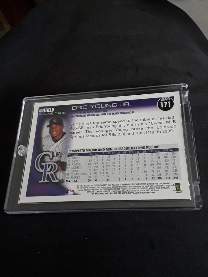 Eric Young Jr SP Auto Rookie 2010 Topps Chrome Colorado Rockies - Image 2 of 2
