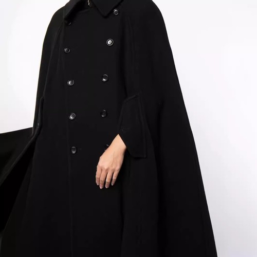 Autumn Winter Womens Long Trench Coats Cloak Cape Double Breasted Loose Fit Wool - Picture 4 of 11