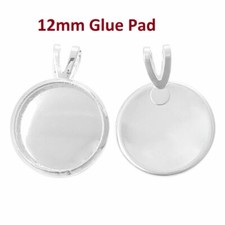 10 pcs. Silver Plated Circle Round Bezel Cabochon Pendant Tags Trays   12mm Tray