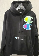Champion Life Reverse Weave Exclusive Hoodie Black Mens Size Medium C Patch Logo
