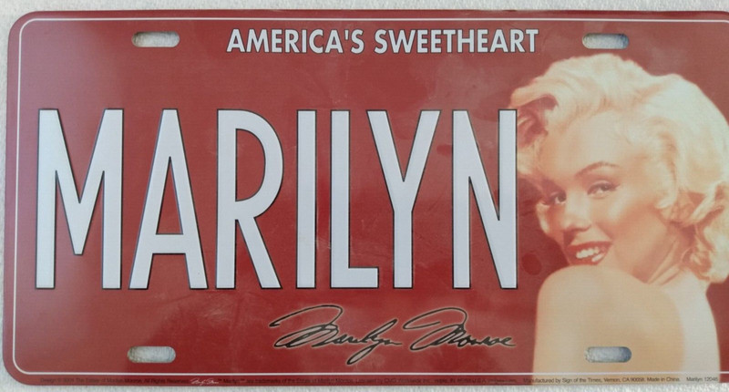 America's sweetheart Marilyn Monroe License Plate great condition