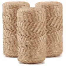 984 FT Natural Jute Twine, Twine String, 3ply Thin Ribbon Hemp Twine (3 Roll)