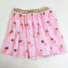 Cat  Jack Girls Pink Gold Sequin Pineapple Tulle Skater Skirt Size XL 14-16