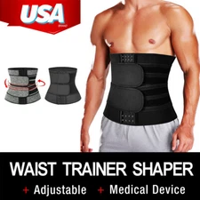 Womens Mens Waist Trainer Sauna Sweat Belt Tummy Control Yoga Gym Body Shaper