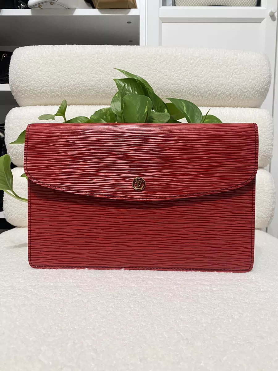 Authentic Vintage Louis Vuitton Red Epi Leather Envelope Clutch Wallet