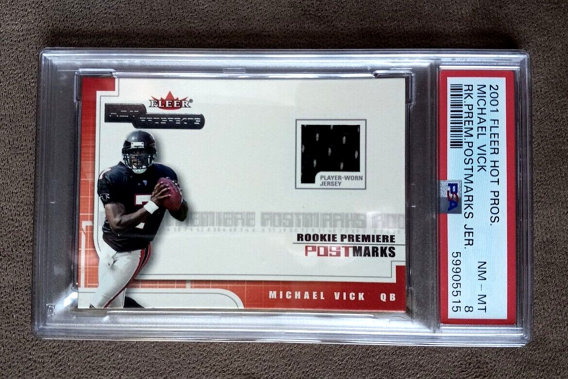 Michael Vick Fleer Hot Prospects Rookie Premiere Postmarks Jerseys # Base