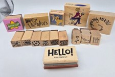 Assorted Lot of 15 Used Rubber Stamps Various Brands - Bundle - Variety