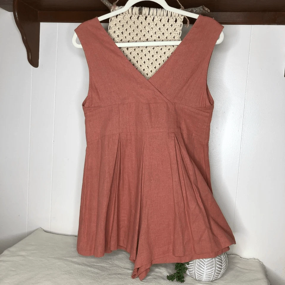 Mameluco para mujer Mostaza Semilla Sin mangas Mármol Botón Frontal Óxido Mediano Foto 4 de 4