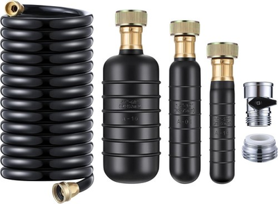 #ad Durable Drain Cleaning Bladder Set with Retractable Hose amp; Brass Adapter Black $71.99