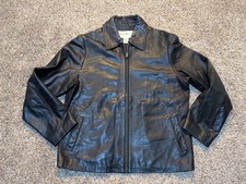 Eddie Bauer Lamb Leather Jacket Mens Large Black Full Zip
