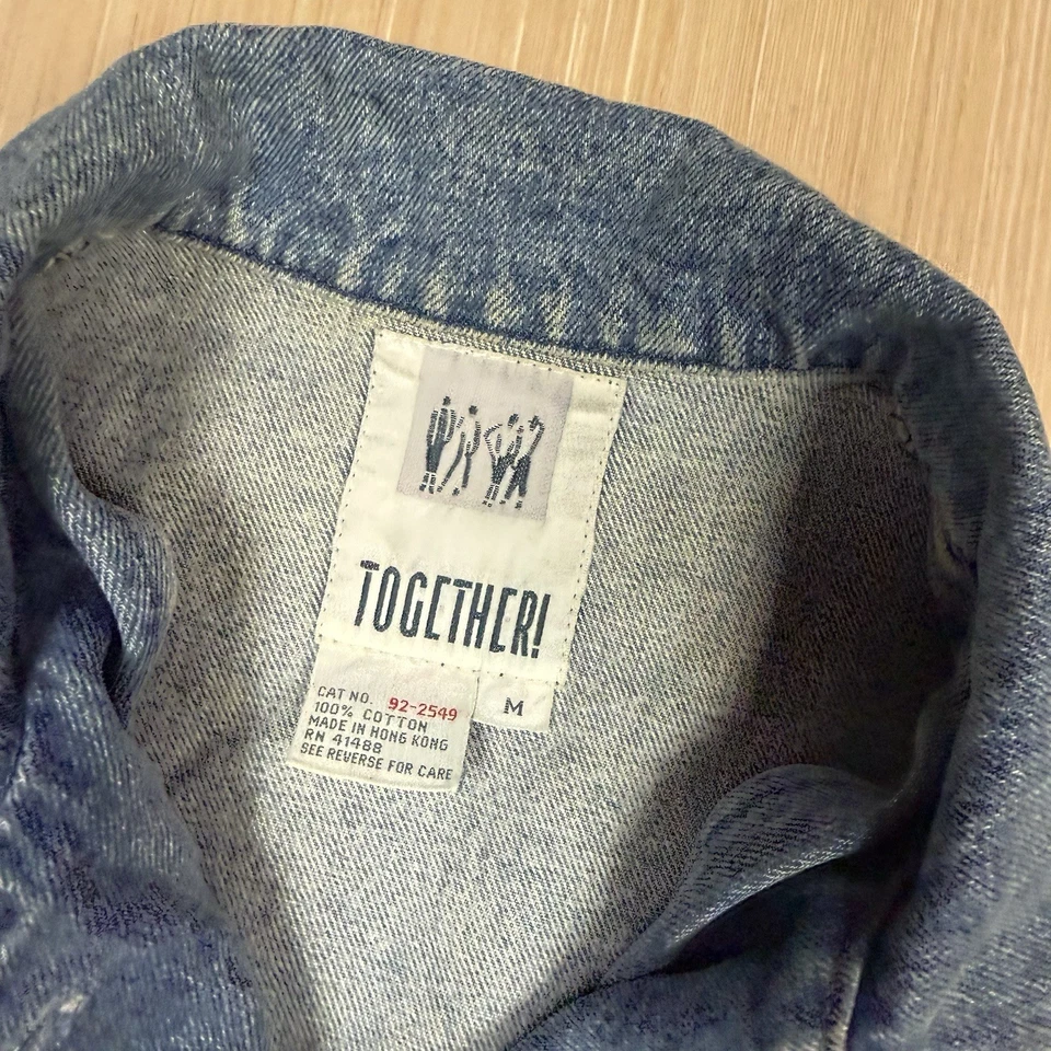 Chaqueta de ganchillo de encaje de encaje de mezclilla vintage de los 80 90 de Together para mujer talla mediana boho Foto 4 de 4