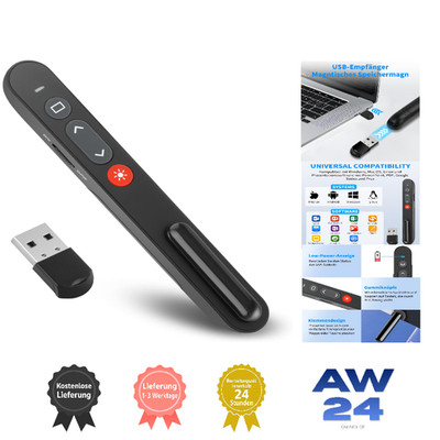 Wireless Presenter Präsentationsfernbedienung mit USB Empfänger 100FT Reichweite