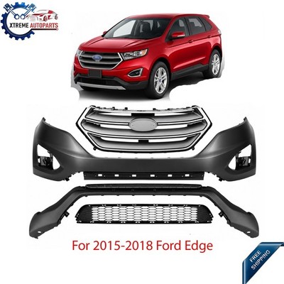 Front Bumper Cover Fascia & Grille Assembly Kit For 2015-2018 Ford Edge