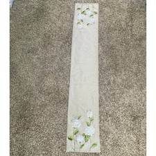 Elegant Floral Ribbon Embroidered Burlap Table Runner Hydrangea Flower D cor