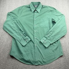 Van Heusen Dress Shirt Mens XL Green Fitted Wrinkle Free Long Sleeve Button Down