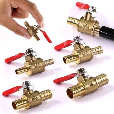 Brass Ball Valve 6mm 8mm 10mm 12mm Hose Barb Inline Water Gas Shut-off Switch