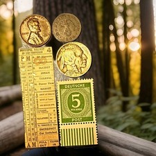 3 WWII War Coins 2 Stamps 1944 Reichpfennig 1948 Lincoln Wheat 1936 buffalo E14