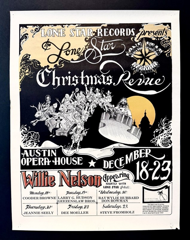 WILLIE NELSON Fromholz RARE 1978 Christmas Opera House Garrett Concert Poster