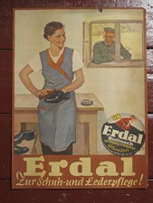 Erdal Frosch Reklame uralt Plakat Rotfrosch 20er Jahre Werbeplakat antik Soldat