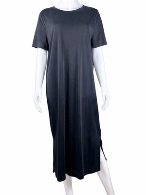double zero maxi dress Double Zero Modal Maxi Dress T Shirt Soft Stretch Lounge Side Slit Charcoal  L