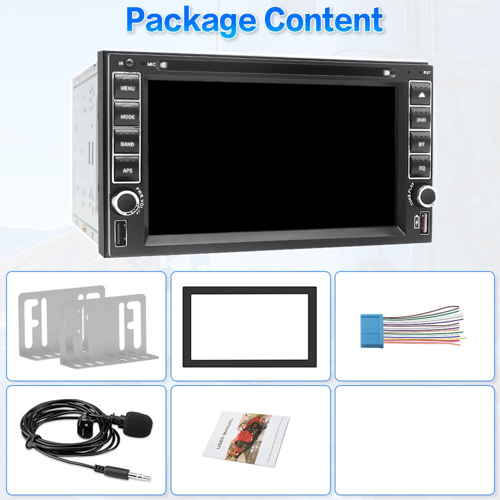 Double din Car Stereo Radio CD DVD Bluetooth In-Dash Player Wireless Carplay