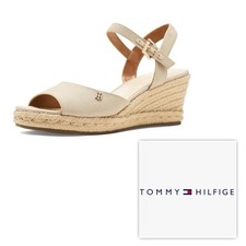 NUEVO $89 Tommy Hilfiger Mujer 9 Beige Logo Alpargata Cuña Sandalias Tacón Zapatos