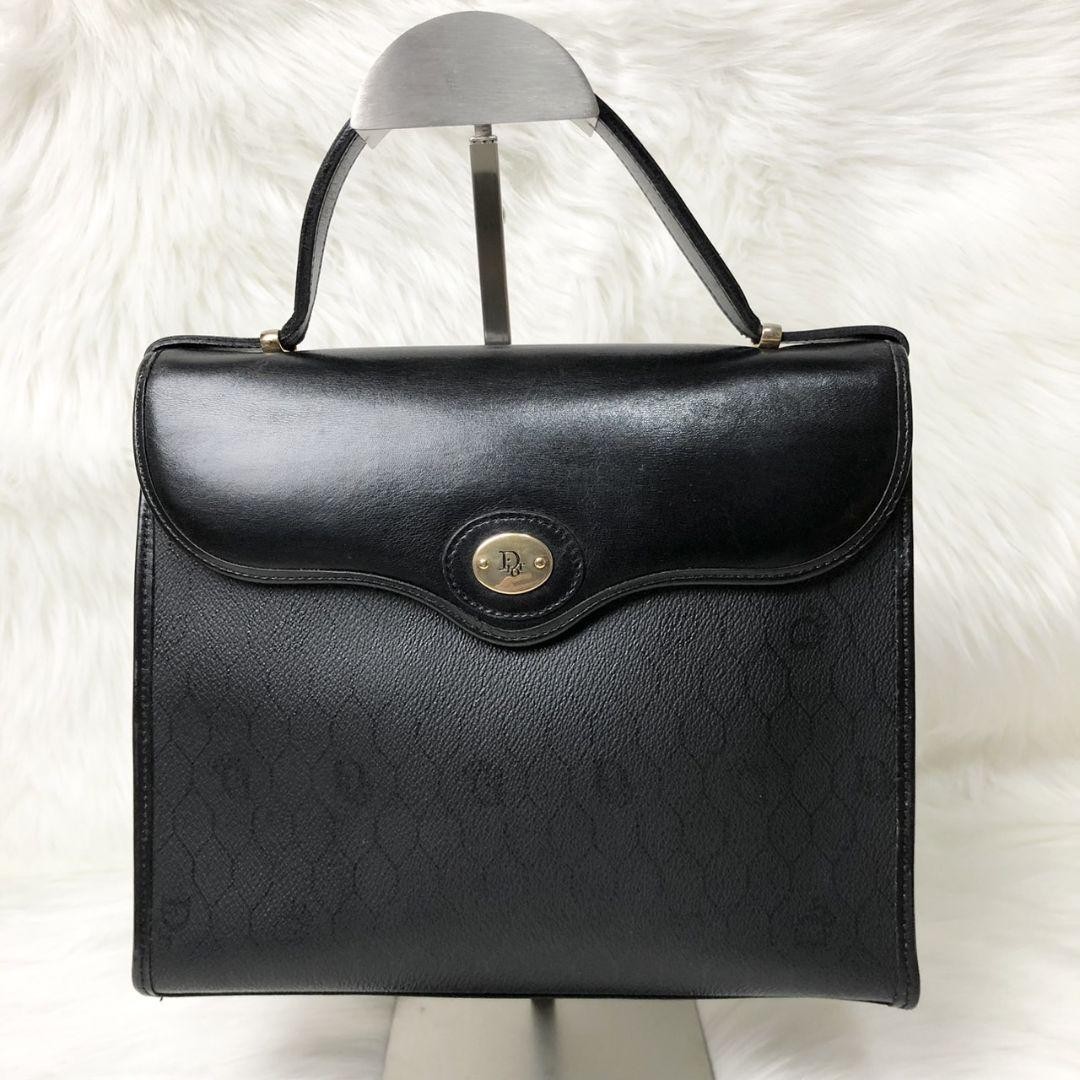 Dior Vintage Black Honeycomb PVC Leather Handbag Formal MBc0256