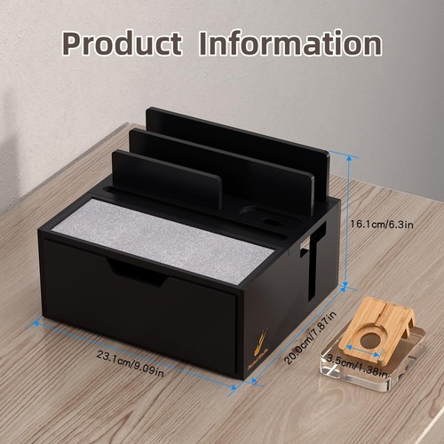 Bamboo Charging Station for Multi Device, with Power Charger & Cables, Nights... - 第 8/8 張圖片