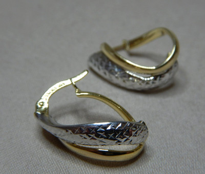 VINTAGE STERLING SILVER AND 9CT GOLD BONDED EARRINGS  925 1/10 375   4087