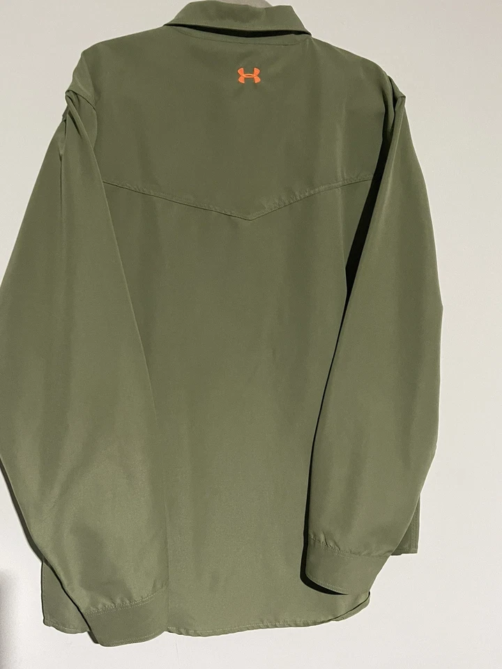 Under Armour Shirt Mens 2XL Green Button Up Hunting Outdoors Quilted Shoulder - Image 3 of 4
