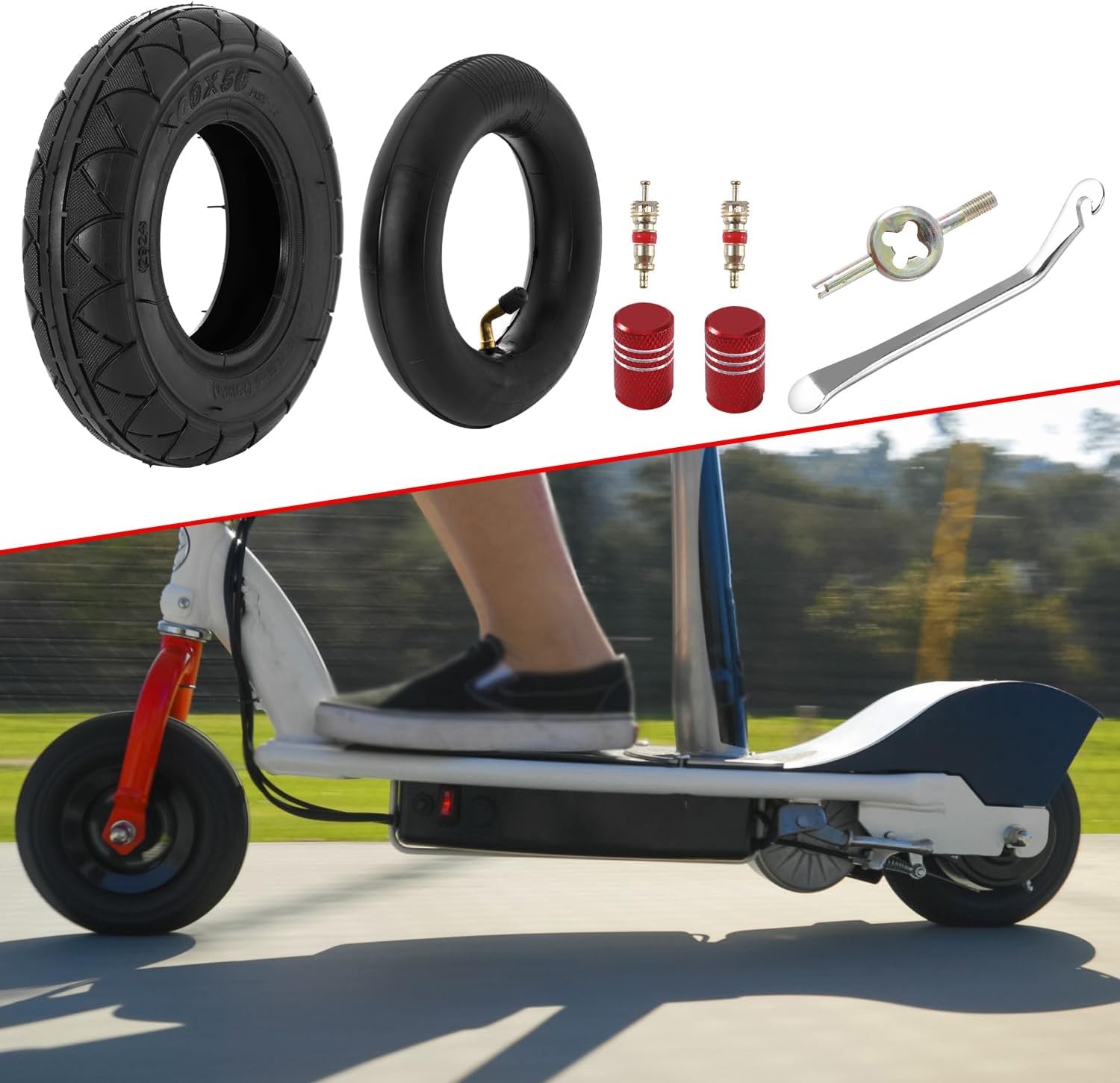 KAMIER 200X50 (8" X 2") Tires and Inner Tube for Razor Crazy Tire 