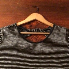 Gap Women's Twist Slub Tee Shirt Dress Size Medium Black White Stripe EUC
