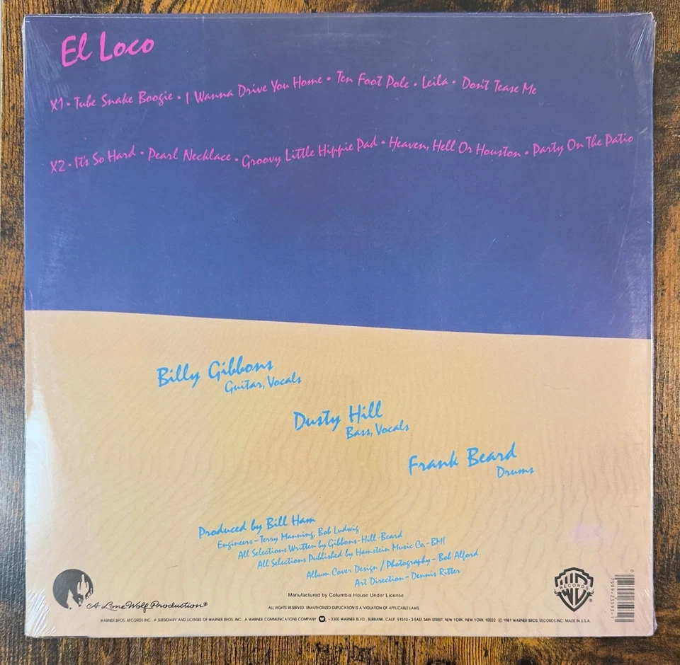 ZZ Top El Loco Sealed Vinyl 12” Warner Bros. R-133763 Original Pressing - Image 2 of 2