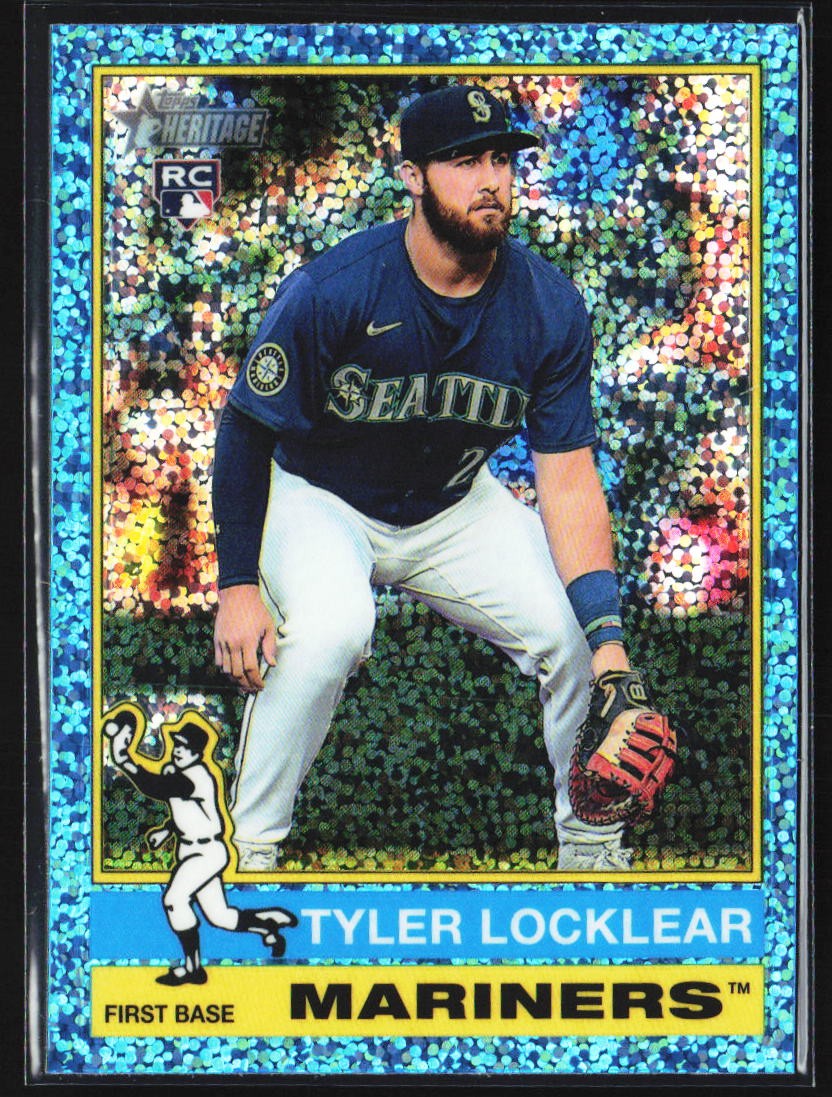 2025 Topps Heritage #447 Tyler Locklear Rookie Chrome Aqua Sparkle Refractor