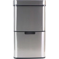 Home Motion Sensor Metal Trash Can with Pull-Out Recycling Bin and Fingerprin...