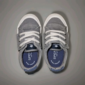 Sperry Top-Sider Striper Toddler Sneakers - Gray Canvas - Size 7M - Memory Foam