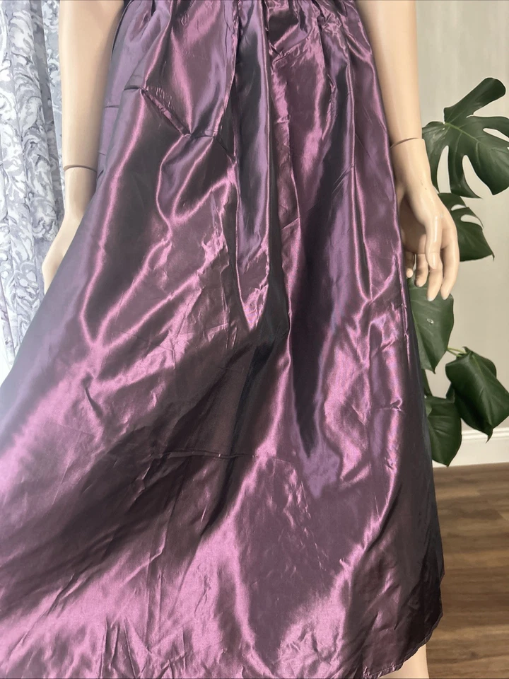 Vestido Vintage Terciopelo Tafetán Volantes Baile de graduación Formal Midi Vestido Lazo Grande Años 80 Foto 4 de 4