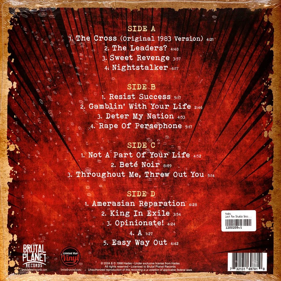 Hades - Lost Fox Studio Sessions Maroon Vinyl Editoin (2025 - US - Original) - Bild 2 von 3