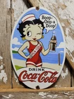 VINTAGE COCA COLA PORCELAIN SIGN OLD BETTY BOOP COKE DRINK BEVERAGE SODA POP