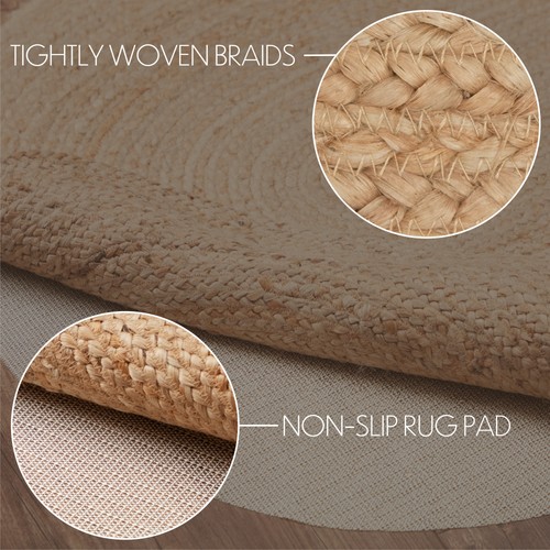 Accent Rug Natural Jute Farmhouse 36x60 No Slip Pad Braided Floor Mat VHC Brands - Picture 3 of 12