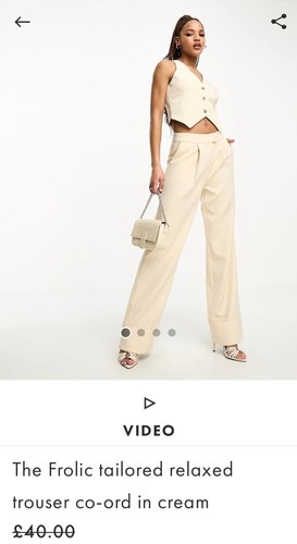 ASOS (FROLIC) Relaxed Trouser Suit Size 10-12UK Cream Lined - Picture 2 of 19