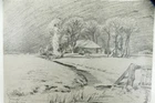 Johann Georg Siel-Freystett Signed 1911 Mariensiel Drawing 21x30 cm To-11618