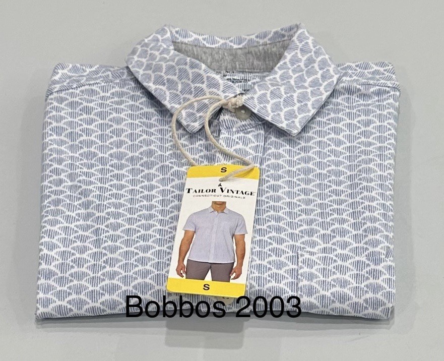 Tailor Vintage Men's Button Up Short Sleeve Shirt, Blue, Size S