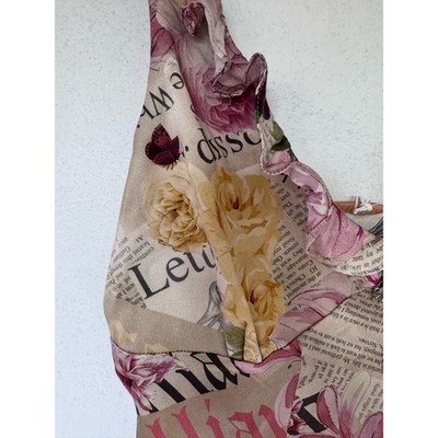 ガリアーノ GALLIANO ニュースペーパー 花柄 プリント タンクトップ　絹 Galliano John Galliano Gazette Floral Newspaper Y2K Silk Vintage