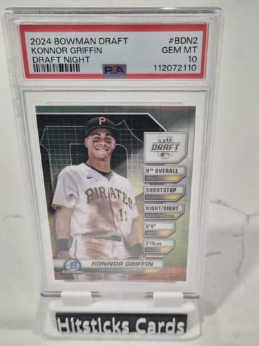 2024 Bowman Draft Night Konnor Griffin Pittsburgh Pirates Chrome PSA 10 BDN-2